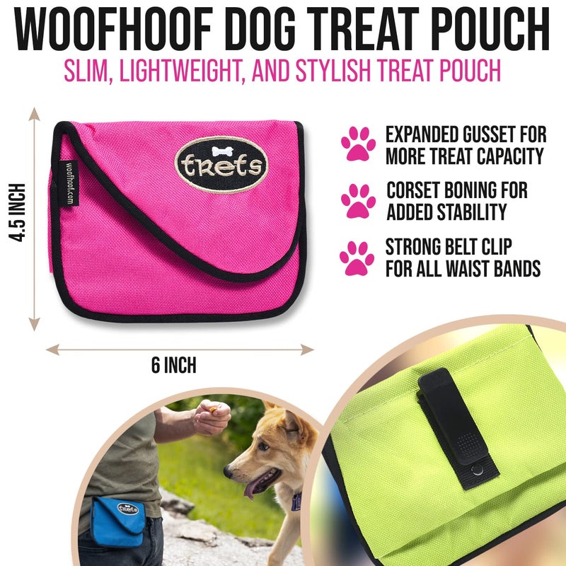 Woofhoof Dog Treat Pouch, Pink Training Treat Pouch - Clip On Dog Treat Holder, Innovative No Spill Design, Magnetic Flap, Expandable Gusset, Made of Durable Nylon, Machine Washable - Image 2
